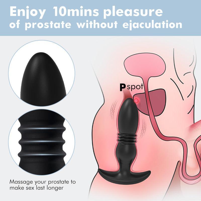 3 Thrusting 12 Vibrating Silicone Prostate Massager with Remote Control - Xoxomoving