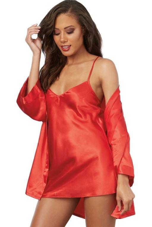 Dreamgirl Charmeuse Robe and Chemise Set