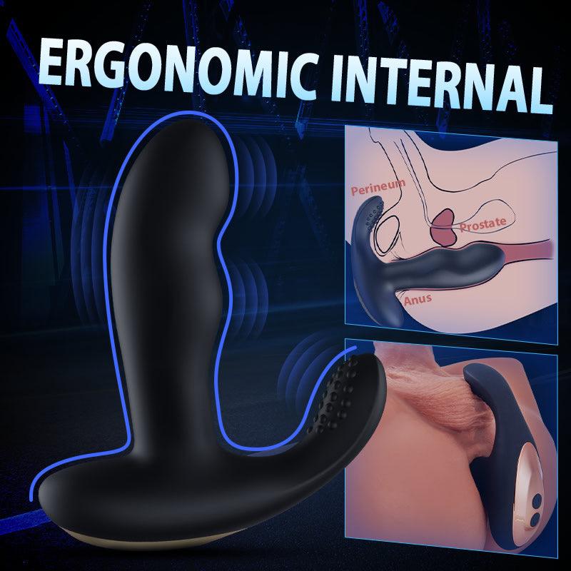 Black Vibrating Bead-rotating Prostate Massager - Xoxomoving