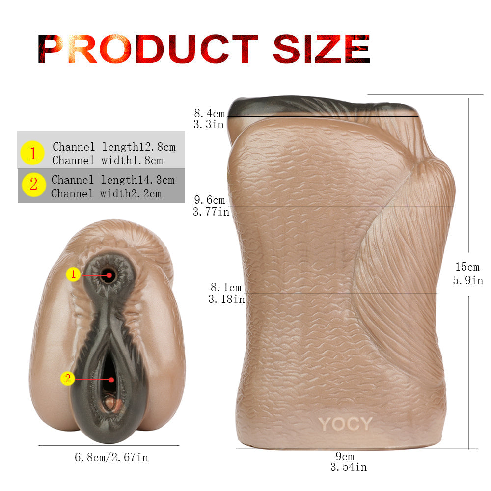 Ebony Animal Pussy Masturbator - Fantasy Double Vagina Penis Massage Sex Toy for Men Xoxomoving