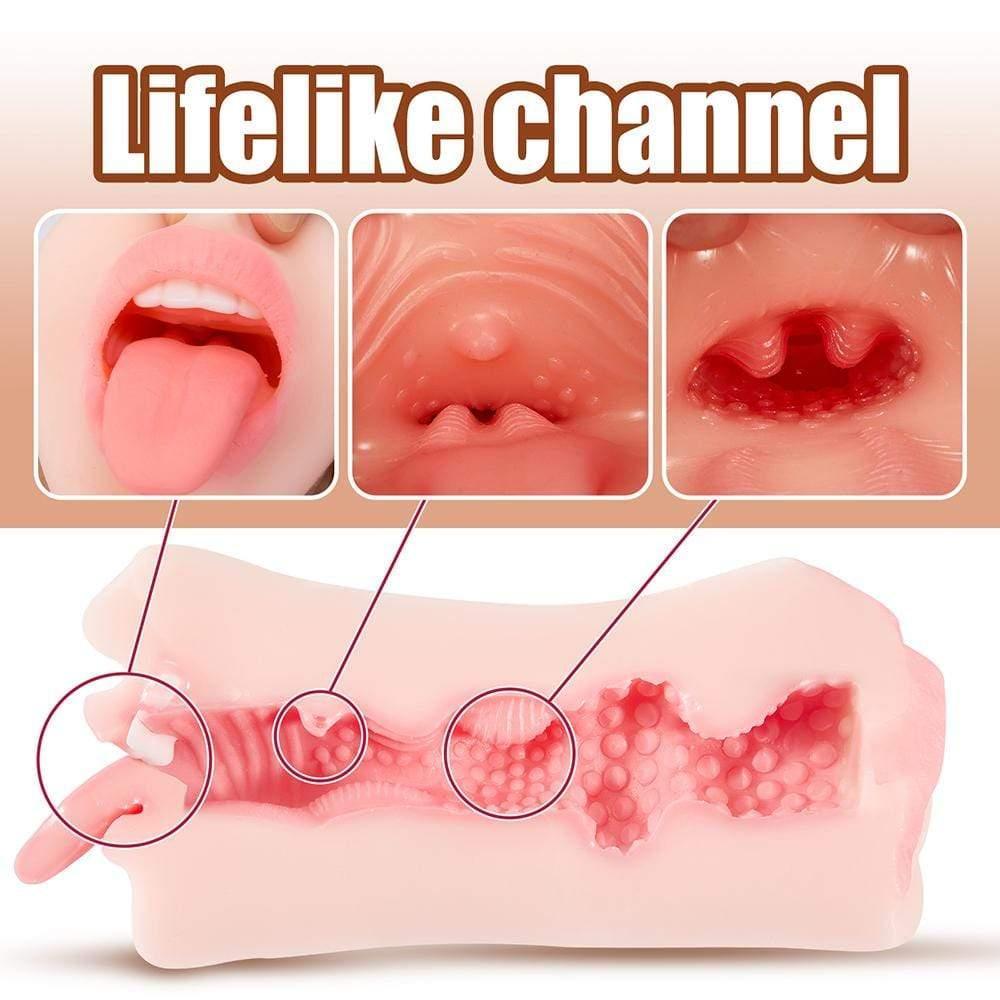 5.9-Inch Realistic Mouth with 3D Teeth and Tongue Pocket Pussy - Xoxomoving