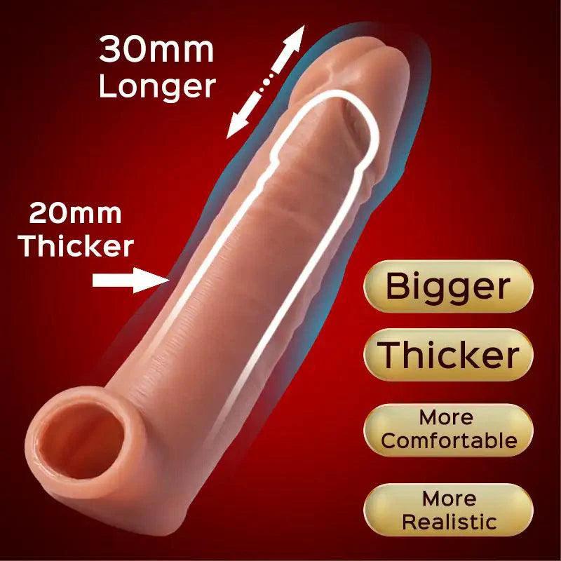 5-inch Realistic Penis Extender Sleeve & Bullet Vibrator - Ultimate Elastic Fit - Xoxomoving