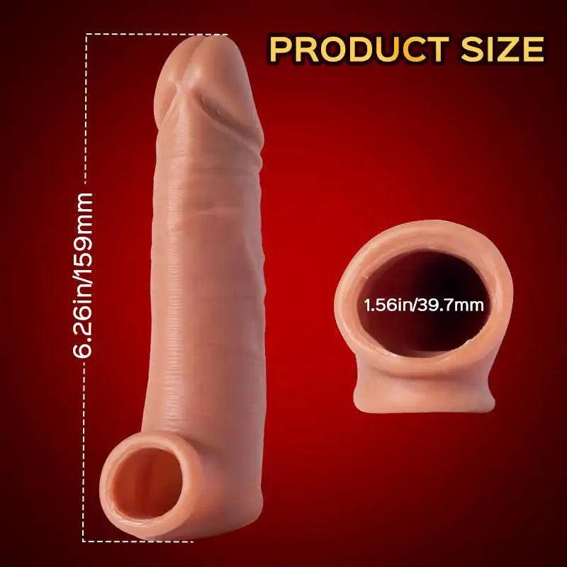 5-inch Realistic Penis Extender Sleeve & Bullet Vibrator - Ultimate Elastic Fit - Xoxomoving