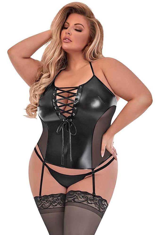 Wicked Ways Lace Up Merry Widow & G Set