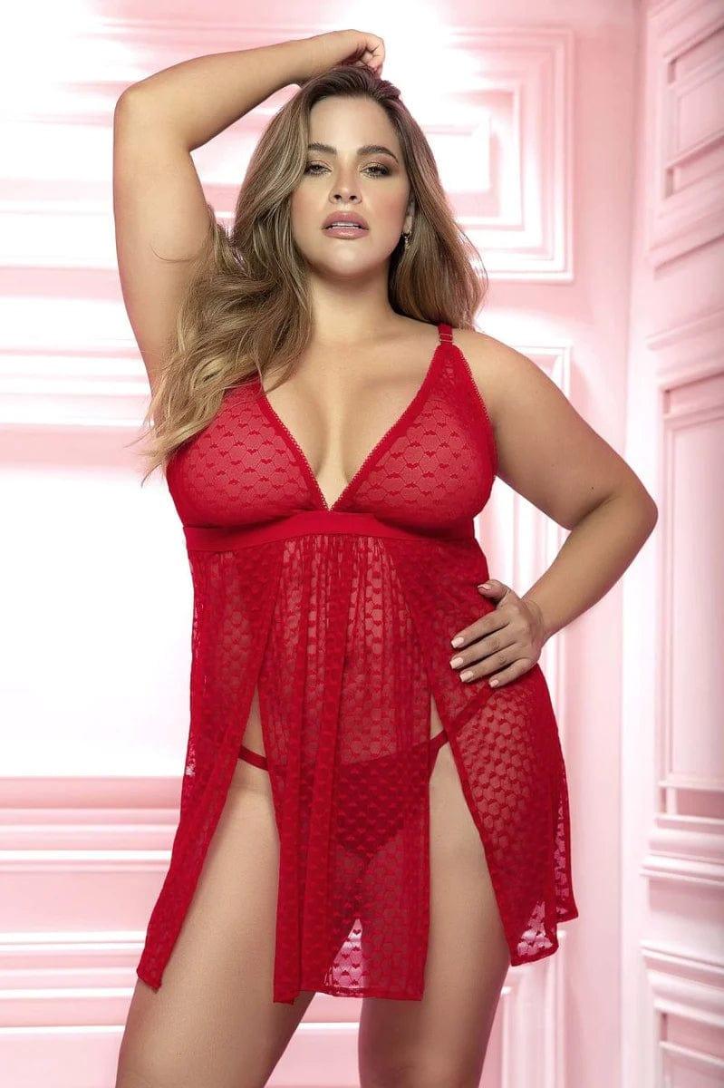 Babydoll de malla con forma de corazón de Mapale