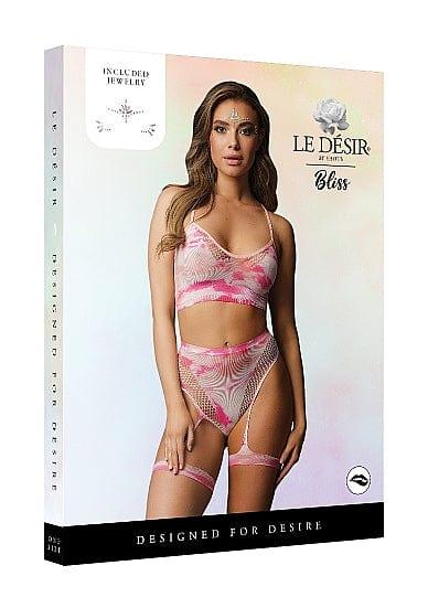 Ensemble soutien-gorge 2 pièces Le Desir avec jarretelles et eye-bling - O/S