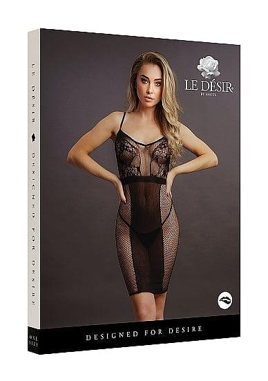 Le Desir Knee Length Lace And Fishnet Dress