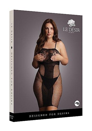 Le Desir Knee Length Lace And Fishnet Dress