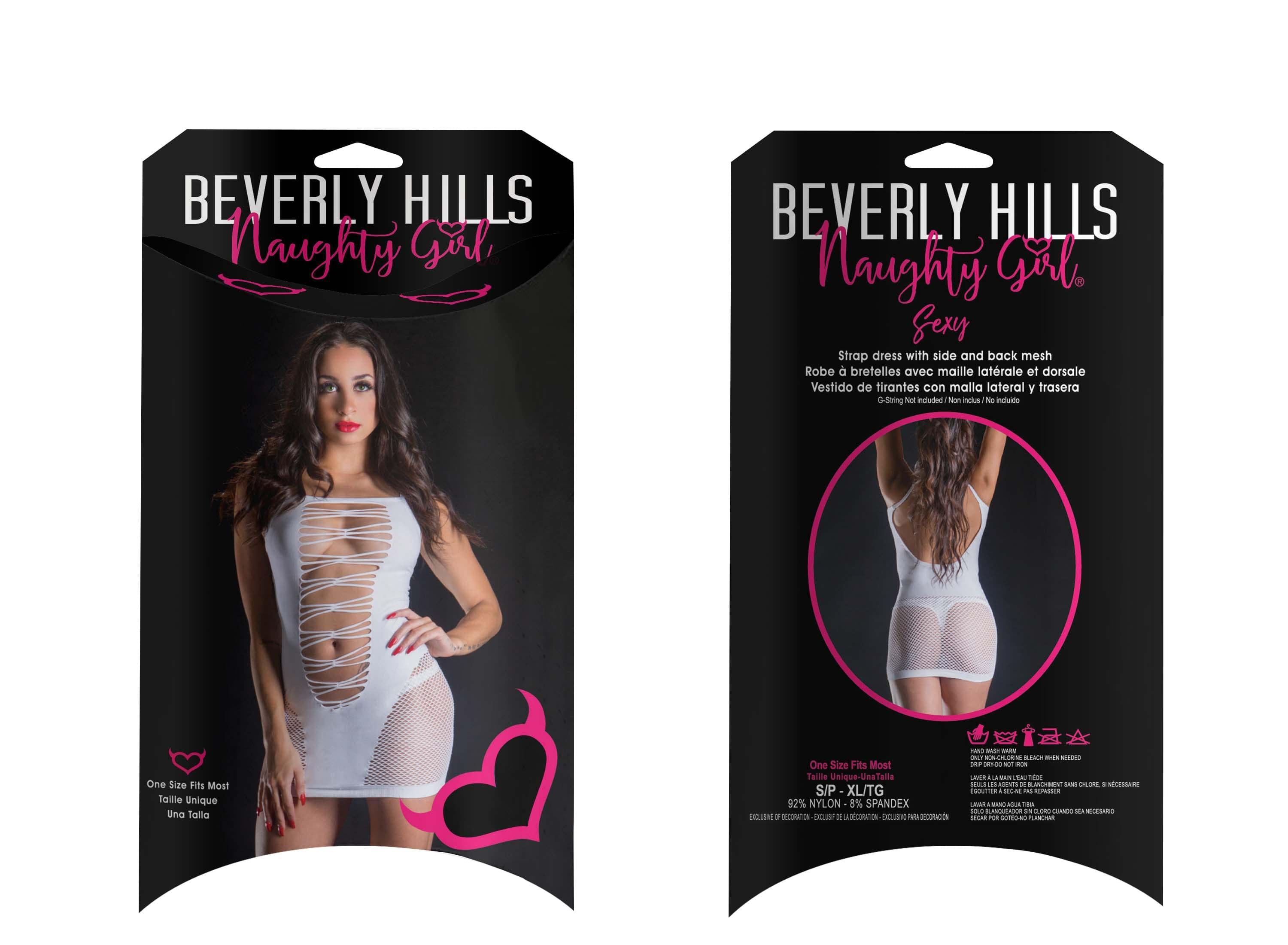 Vestido de lencería de conejita sexy Naughty Girl de Beverly Hills - Blanco - Talla única