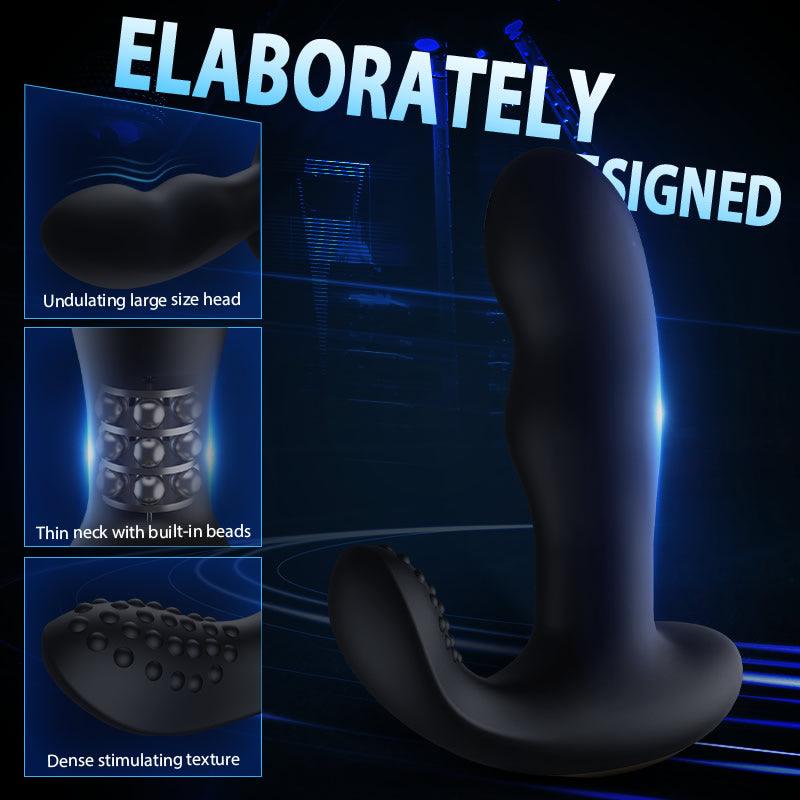 Black Vibrating Bead-rotating Prostate Massager - Xoxomoving