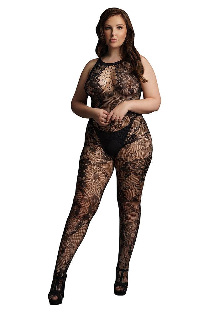 Le Désir Criss Cross Neck Black Bodystocking XL - Xoxomoving