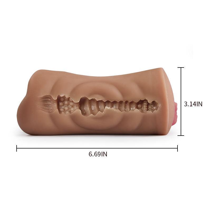 6.7-Inch Tanned Dual Entry Realistic Vagina and Anus Pocket Puss Stroker - Xoxomoving