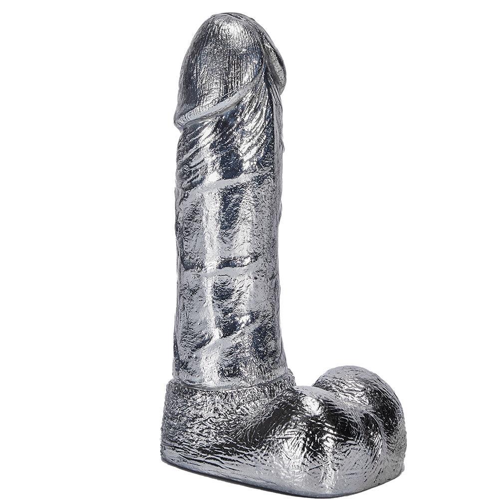 6.8-Inch Alloy Silver Pussy Anus Stimulation Dildo - Xoxomoving