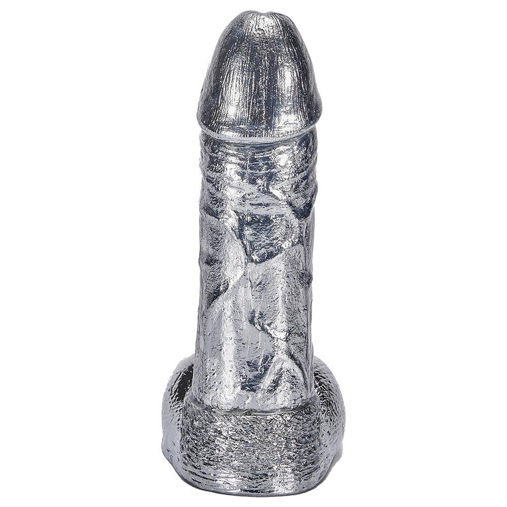 6.8-Inch Alloy Silver Pussy Anus Stimulation Dildo - Xoxomoving