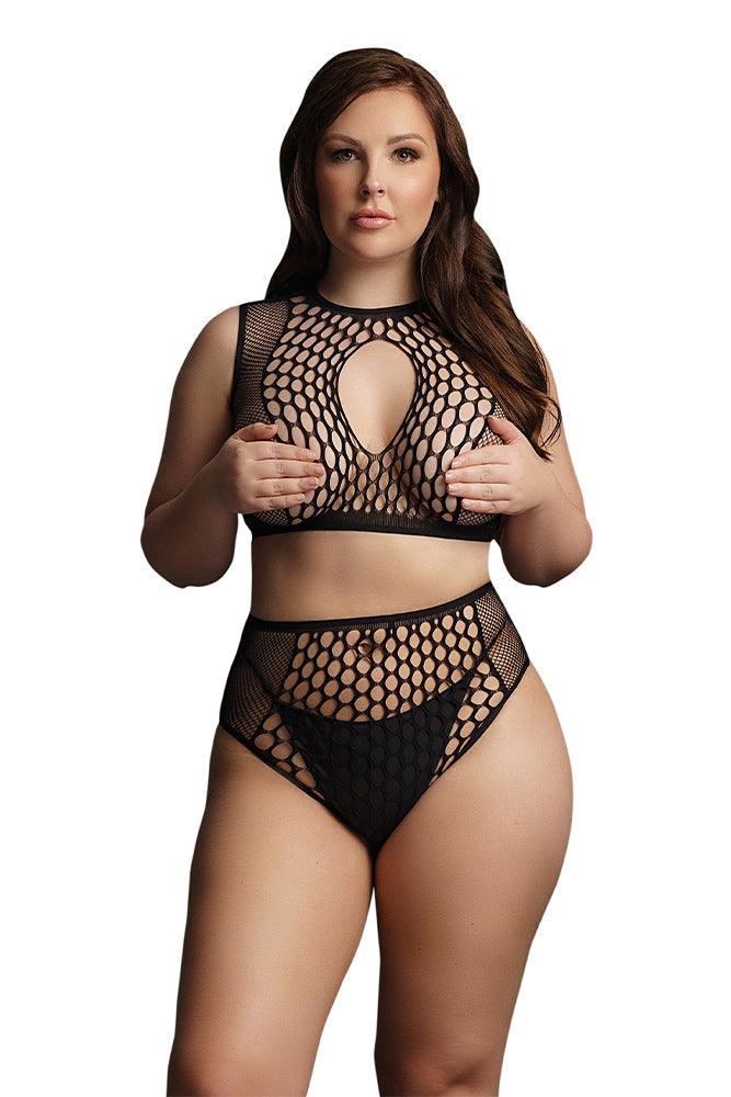 Le Désir Duo Net Key-Hole Black Bra 2pc Set XL - Xoxomoving