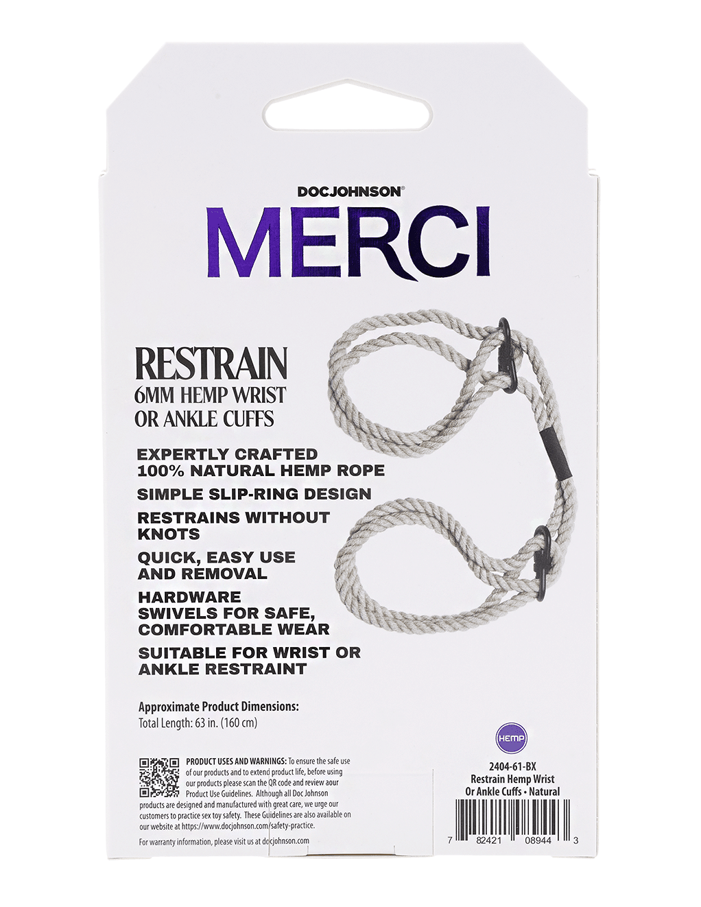 Merci Restrain 6mm Hemp Cuffs - Xoxomoving