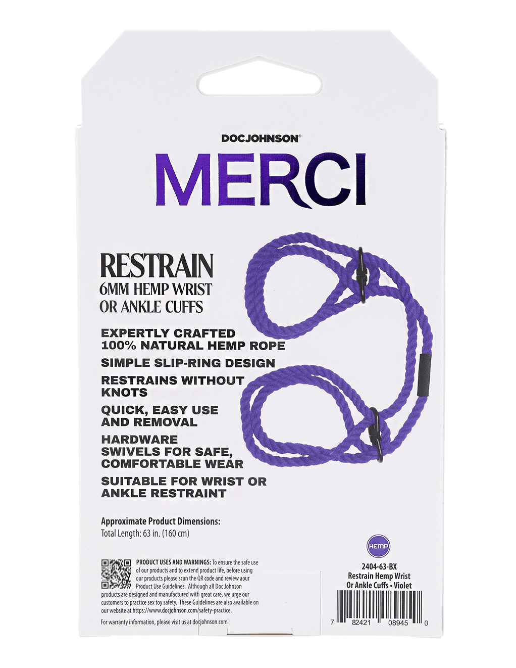 Merci Restrain 6mm Hemp Cuffs - Xoxomoving