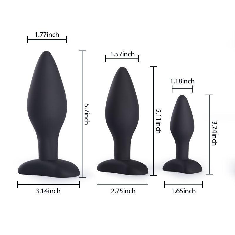 Pleasure Anal Training Silicone Classic Butt Plugs Set - 3 Pieces - Xoxomoving