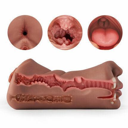 7.4-Inch Three Channels Lifelike Mouth Pussy Anus Pocket Pussy - Xoxomoving