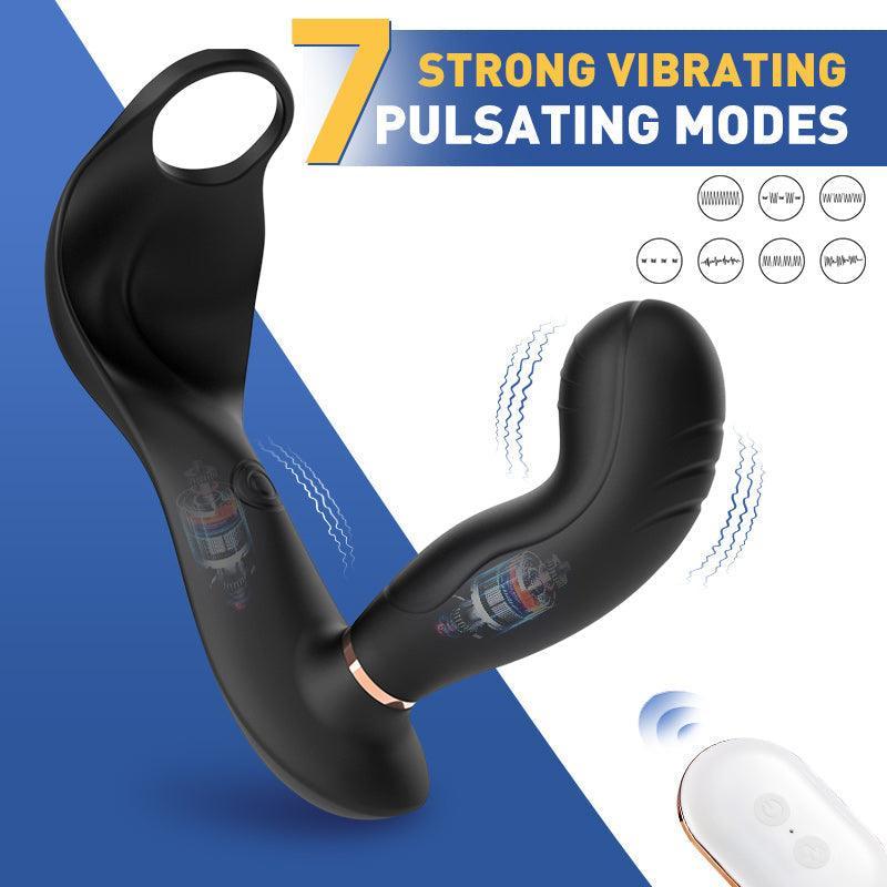 7 Vibrating Pulsating Balls Teasing Butt Plug with Cock Ring: Unleash Pleasure at its Finest - Xoxomoving