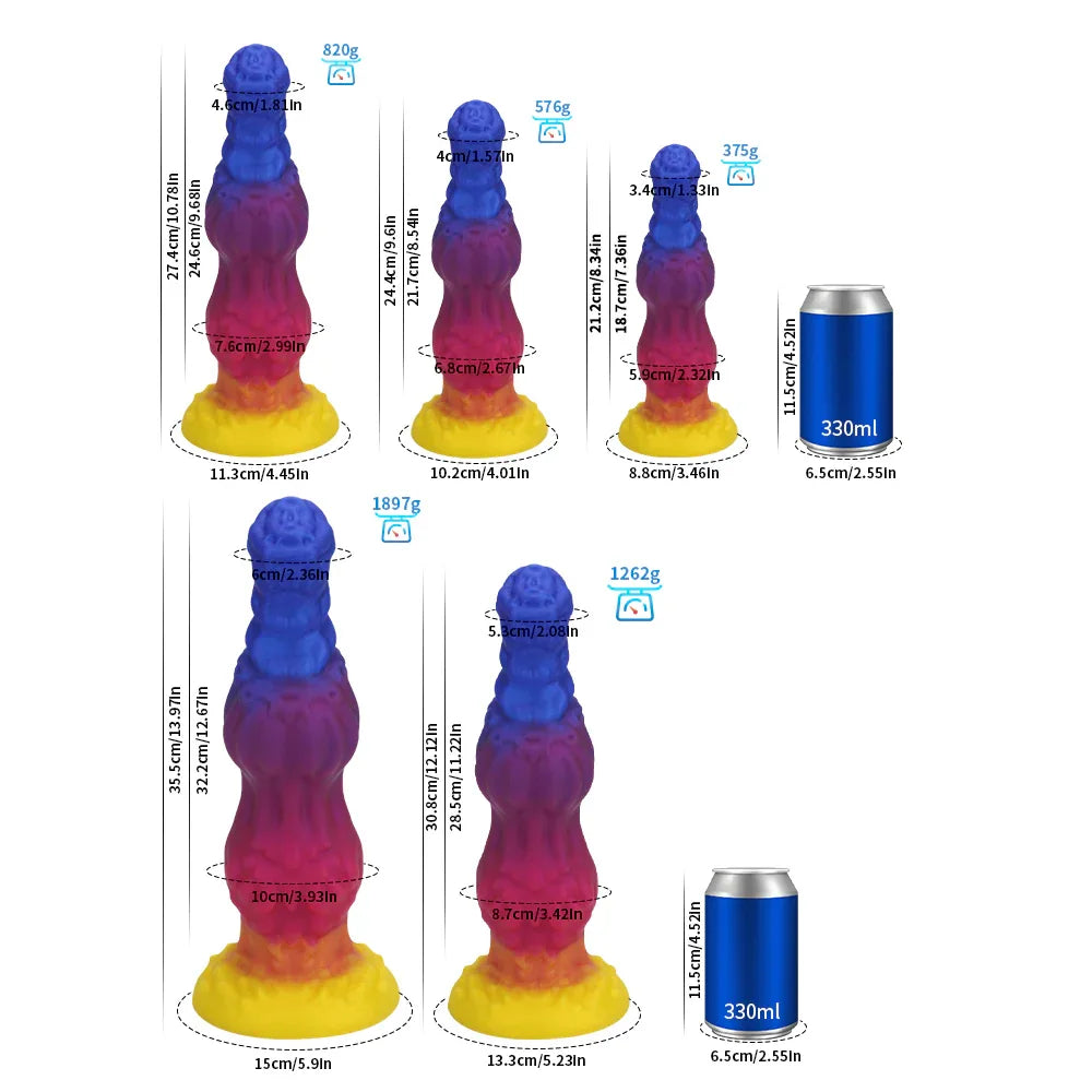 13 Inch Gradient Fantasy Monster Knot Dildo DOG KNOT LUXE