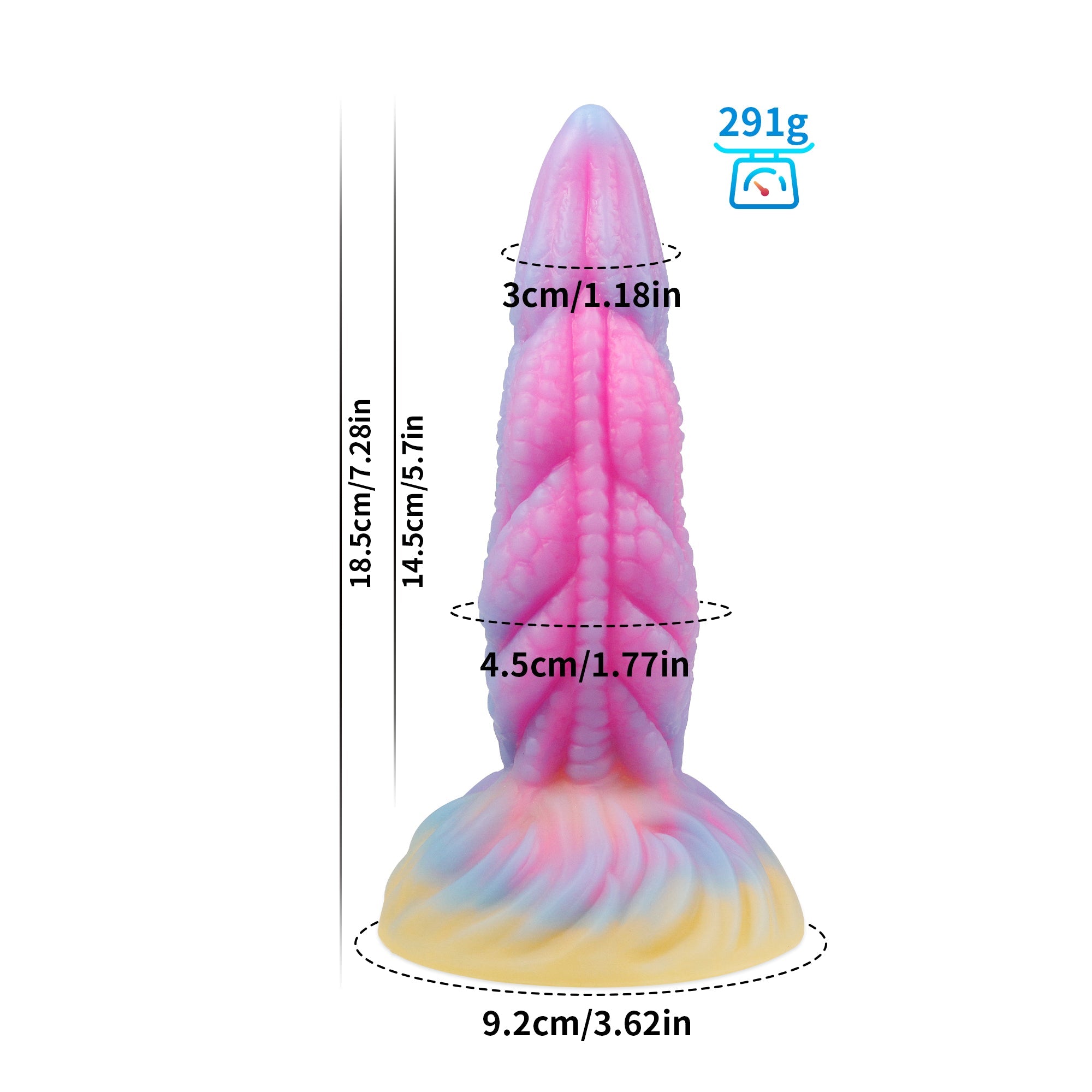 7.28 Inch Pink Textured Fantasy lights up Dildo Xoxomoving