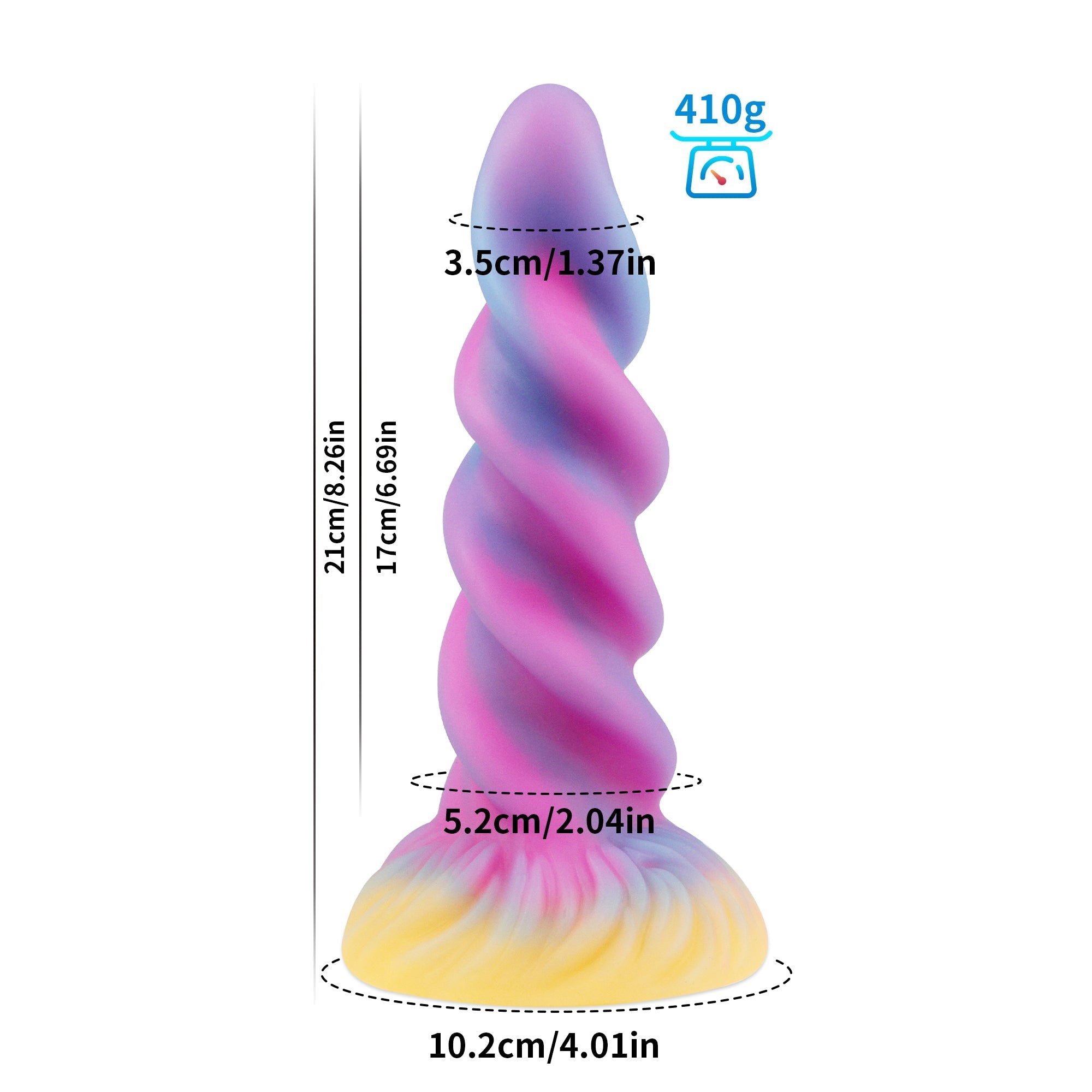 8 Inch Spiral Colorful Silicone Unicorn dildo Xoxomoving
