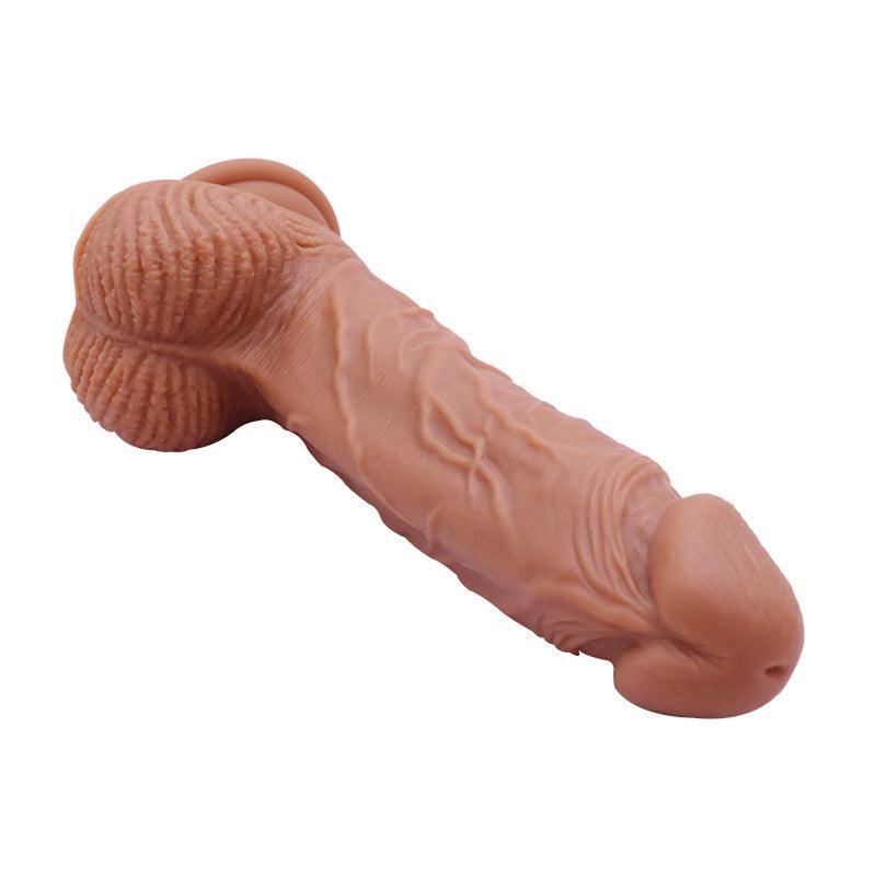 8.5 Inch Realistic Brown Silicone Dildo With Balls - Xoxomoving