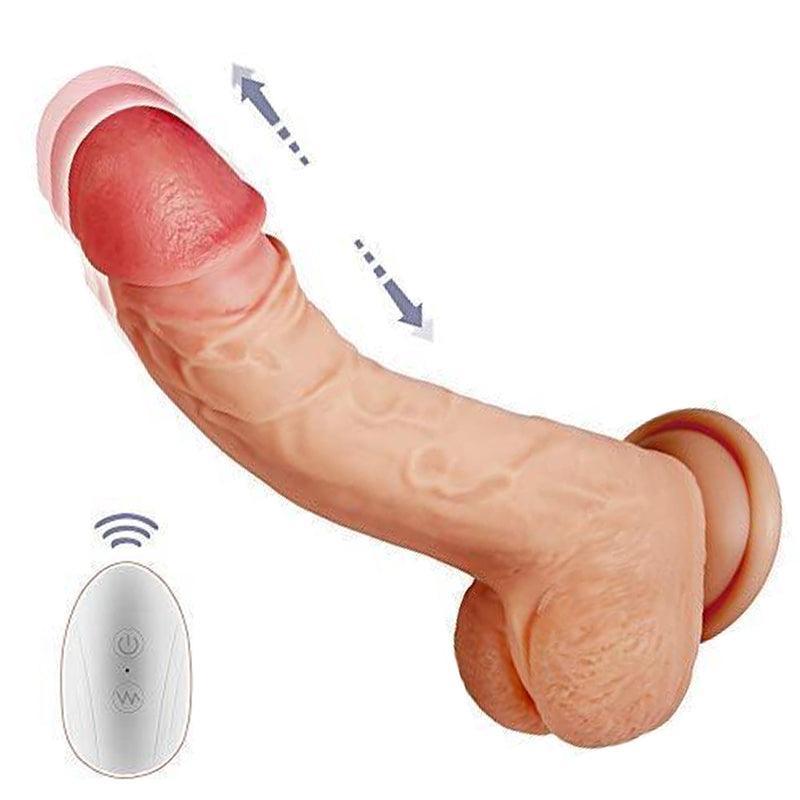 8.5 Vibrating Thrusting Dildo - Realistic & Remote Control - Xoxomoving