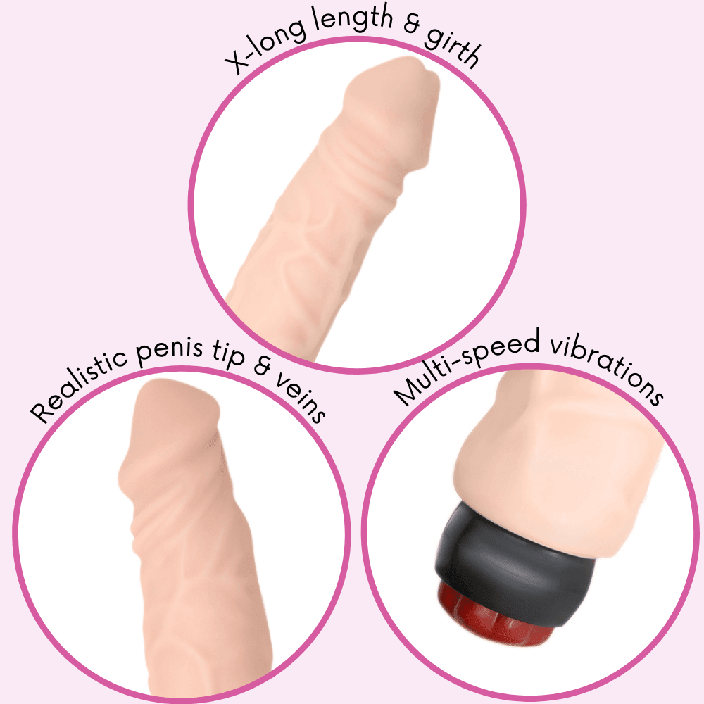 9 Inch Ultra Veined Vibrating Dildo - Xoxomoving