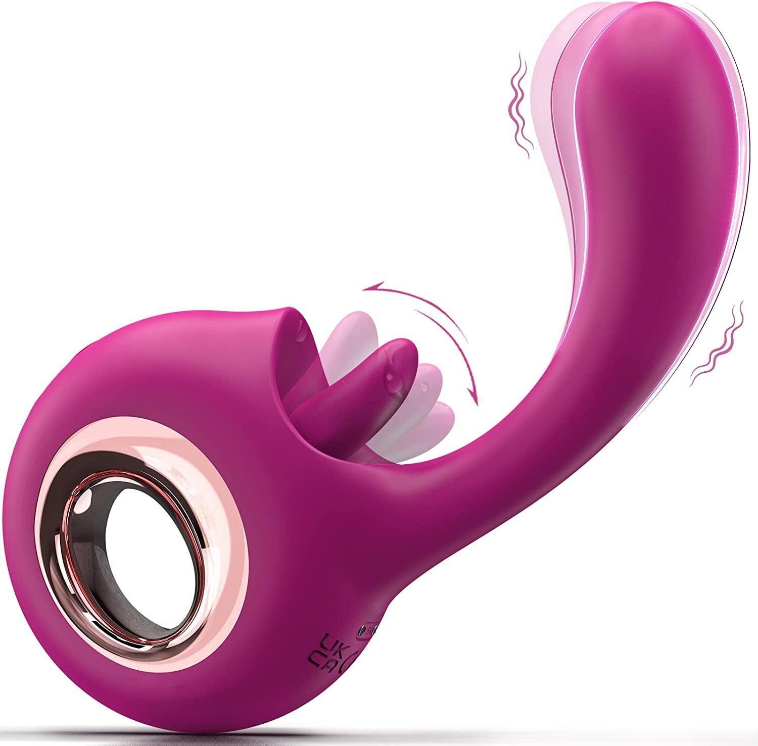 9 Modes Rose Tongue & Dildo Vibrator - Rechargeable, Waterproof Adult Sex Toy for Women and Couples - Xoxomoving