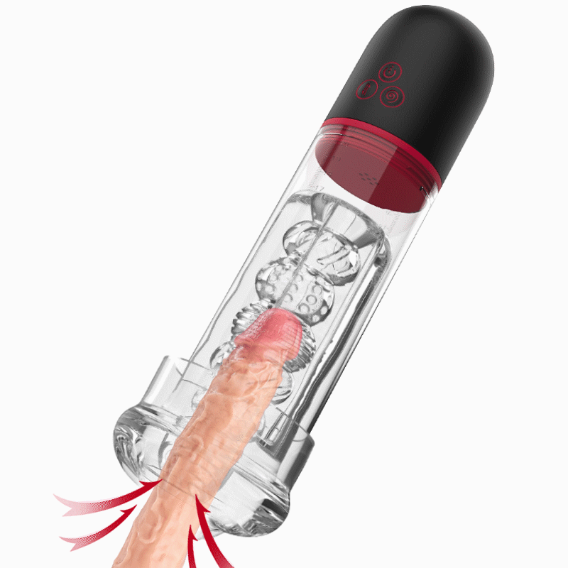 9 Vibrating 9 Sucking Transparent Penis Enlargement Pump - Xoxomoving