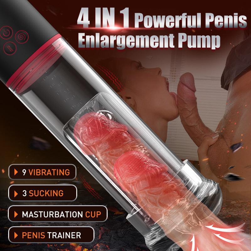 9 Vibrating 9 Sucking Transparent Penis Enlargement Pump - Xoxomoving