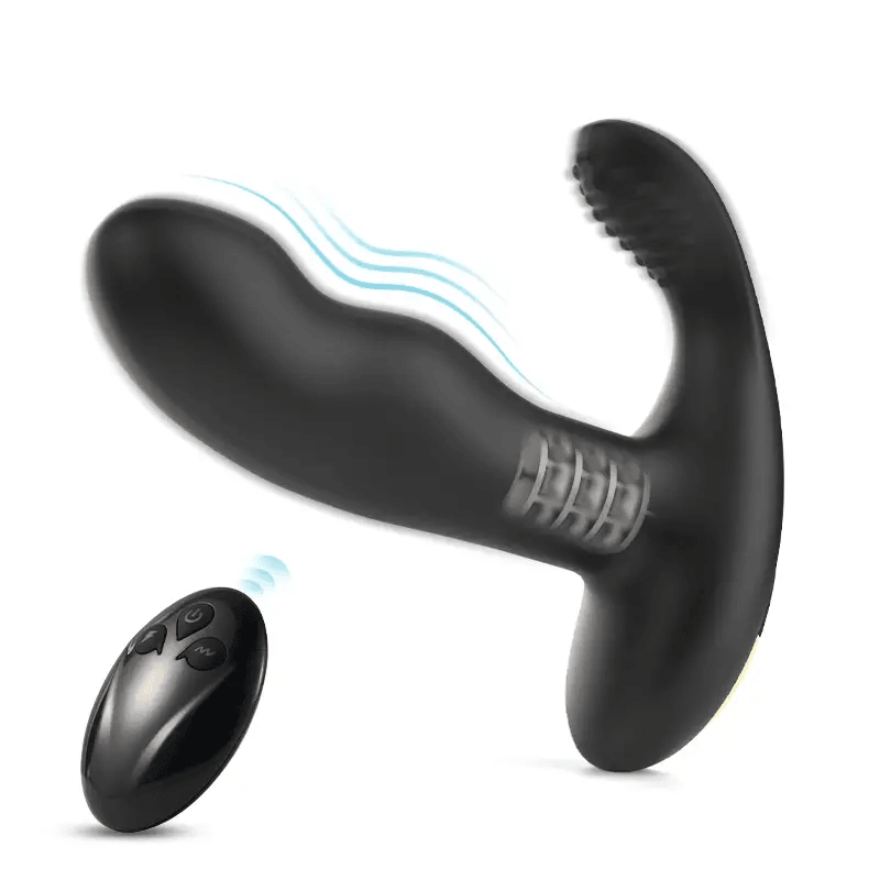 Black Vibrating Bead-rotating Prostate Massager - Xoxomoving