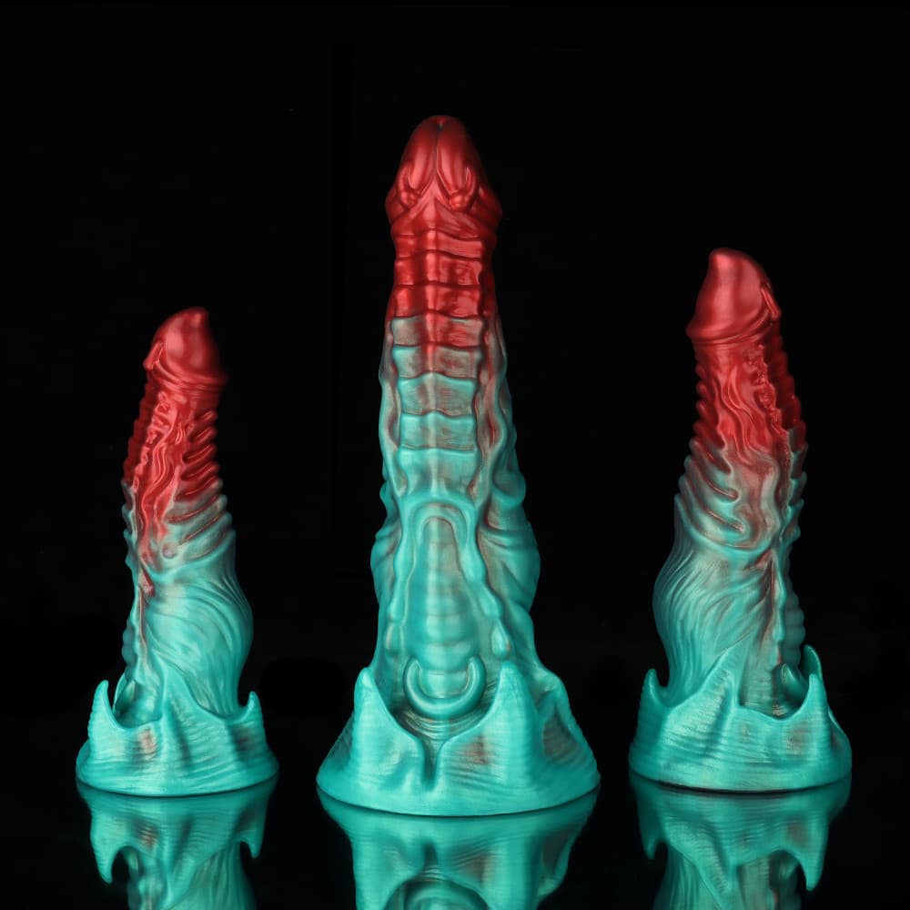 Ghostly Crimson Red Green Fantasy Dildo Xoxomoving