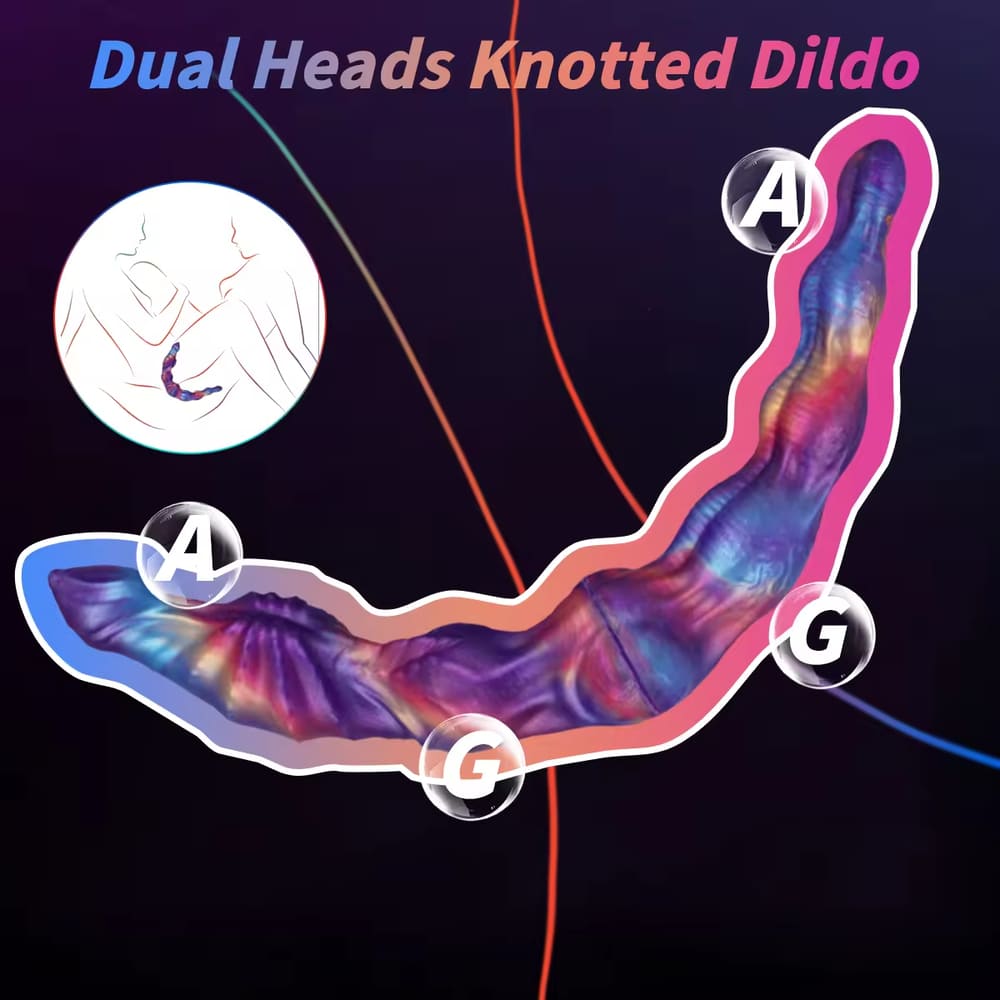 Dual Heads Knotted Dildo - Silicone Sex Toy Xoxomoving
