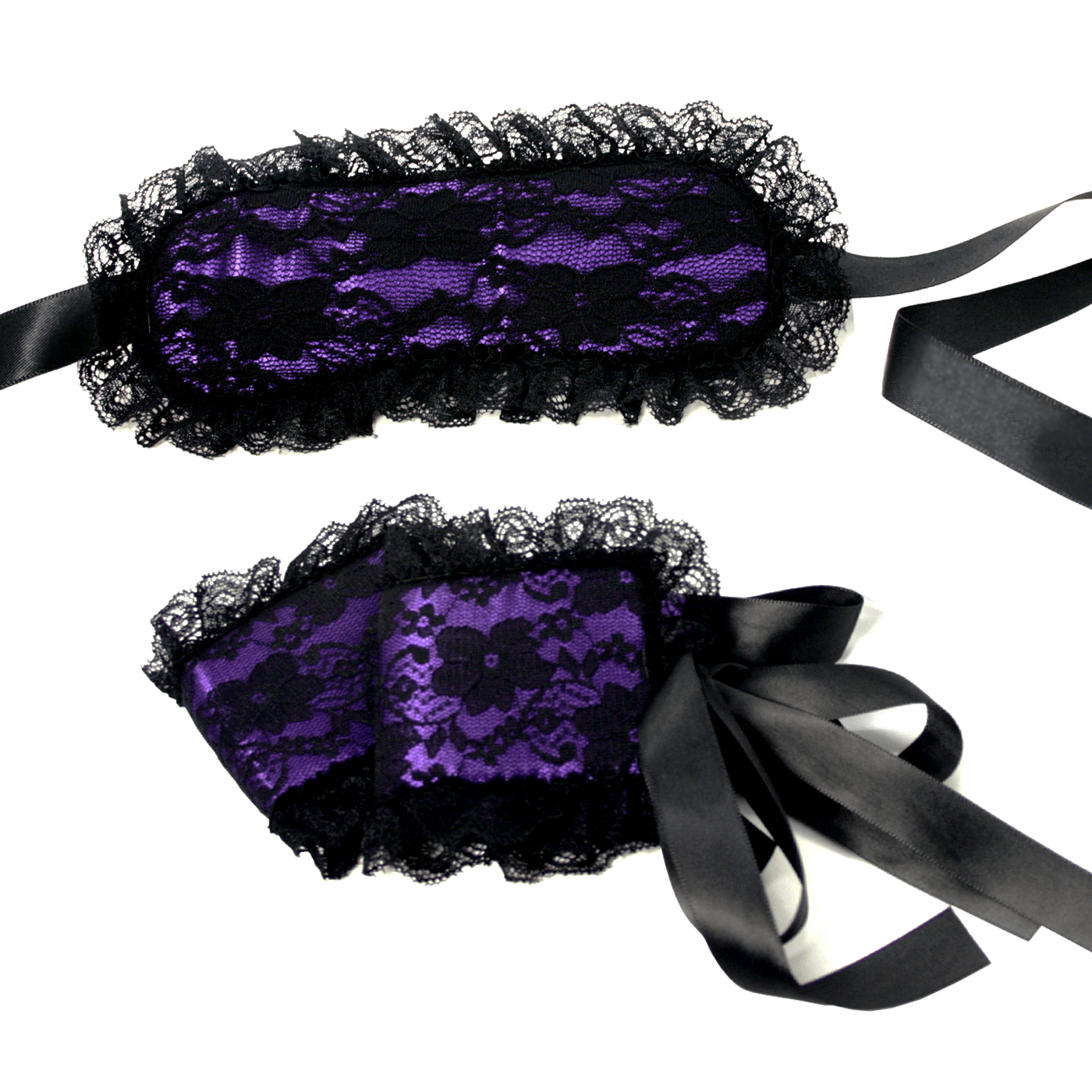 Intimate Bondage Kit For Couples - Silk Lace Blindfold & Cuff Set - Xoxomoving