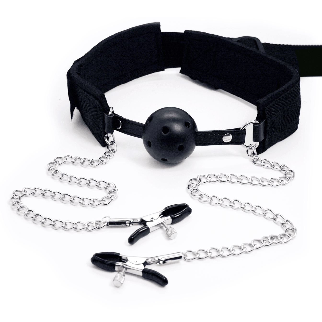 Ball Gag, Nipple Clamp, and Bondage Restraint System - Xoxomoving