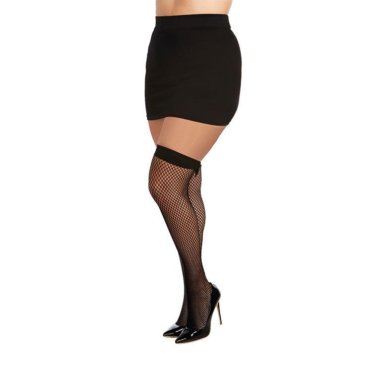 Fishnet Thigh Highs with Vinyl Bow Backseams Xoxomoving