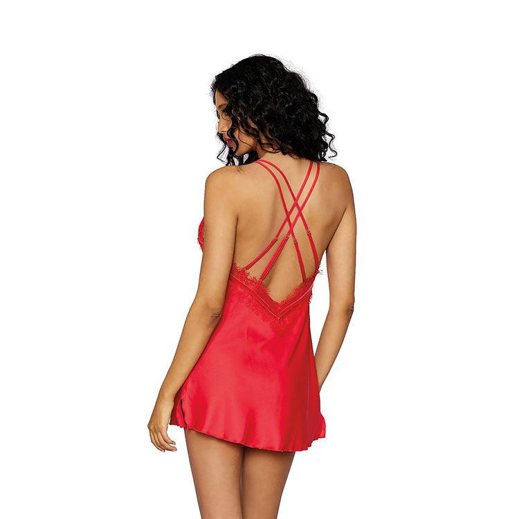 Lipstick Red Satin Chemise