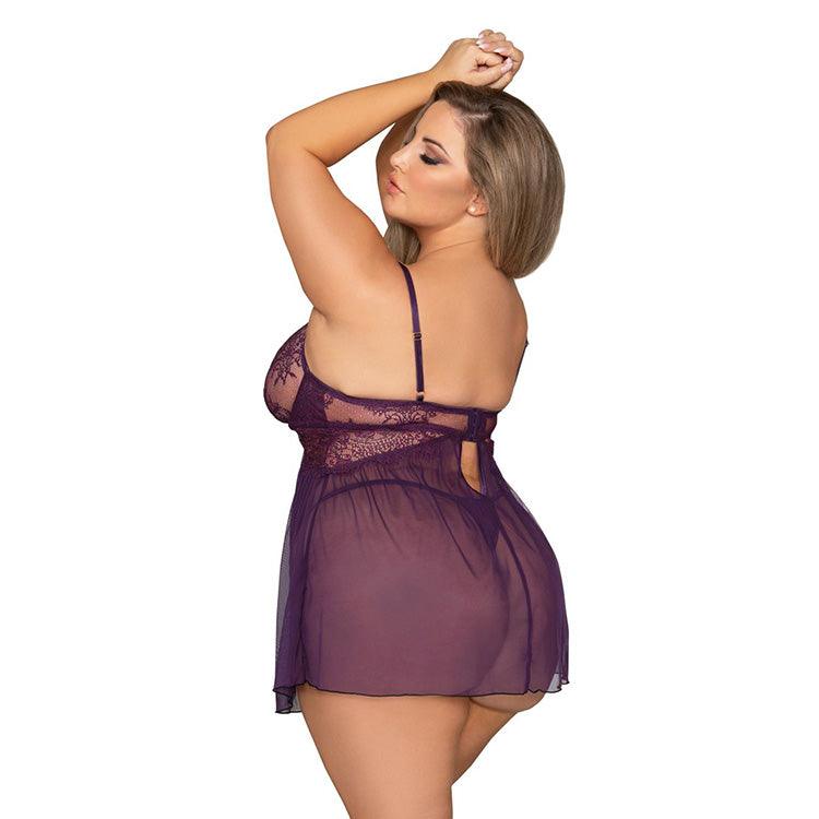 Strappy Eyelash Lace Babydoll Set