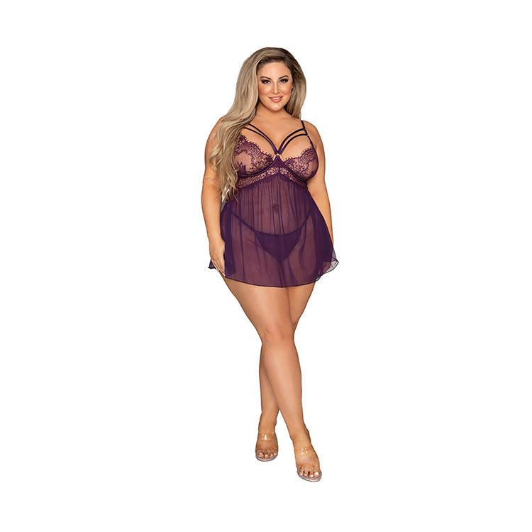 Strappy Eyelash Lace Babydoll Set