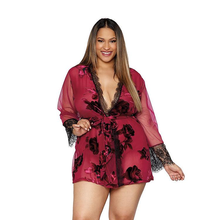 Velvet Burnout & Eyelash Lace Robe Xoxomoving
