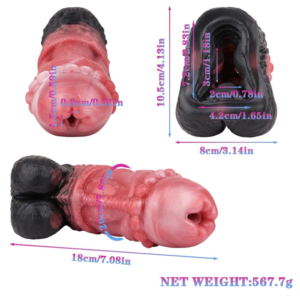 2-in-1 Fantasy Dildo & Stroker – Textured Silicone Dual-Function Toy