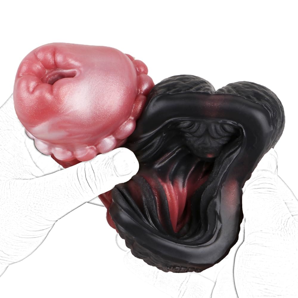 2-in-1 Fantasy Dildo & Stroker – Textured Silicone Dual-Function Toy