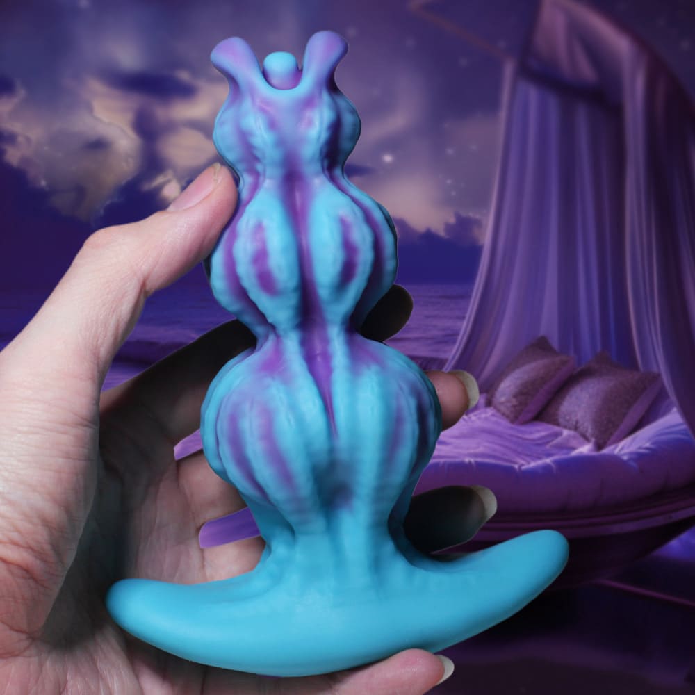 Textured Fantasy Anal Plug – Liquid Silicone T-Bar Plug