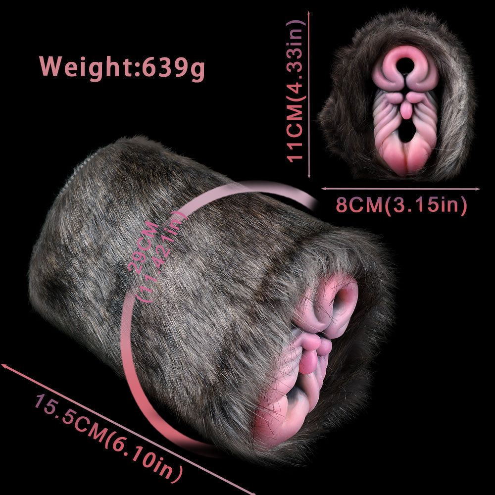 Rhino Pocket Pussy Masturbator Sex Toy for Men - Realistic Furry Silicone Vaginal Masturbation Cup Xoxomoving
