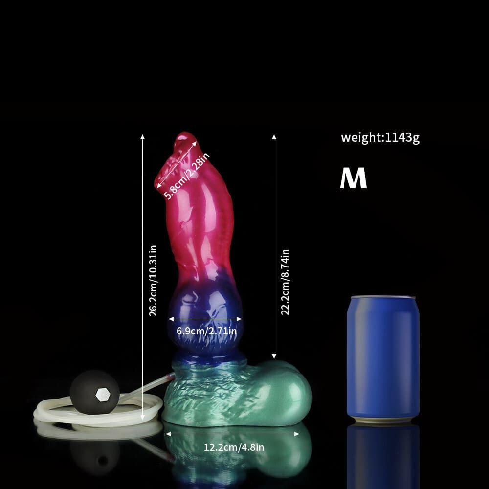 Gun Dog - Gradient Purple Green Knot Dildo - Silicone Ejaculating Fantasy Dildo