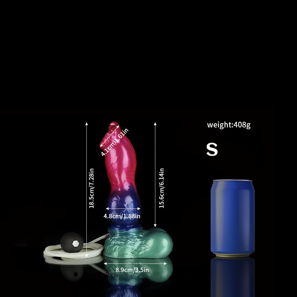 Gun Dog - Gradient Purple Green Knot Dildo - Silicone Ejaculating Fantasy Dildo