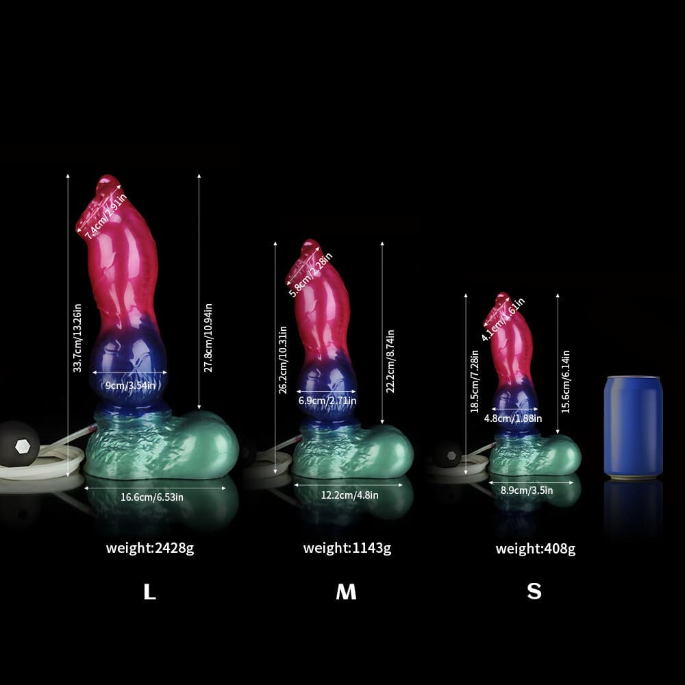 Gun Dog - Gradient Purple Green Knot Dildo - Silicone Ejaculating Fantasy Dildo